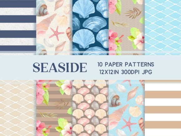 Download Beach Seashells Scrapbook Paper Set - Premium Resources